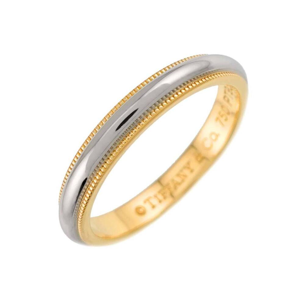 Tiffany & Co. Milgrain Band Ring, Platinum (Pt), 18K Yellow Gold (YG) 750, To...